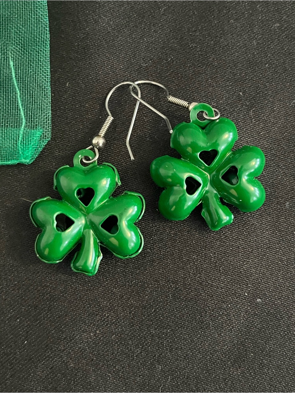 Vintage Green Shamrock Dangle Earrings by Hallmark - Women's Jewelry